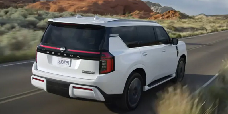 2026 White Nissan Armada cruising on Highway